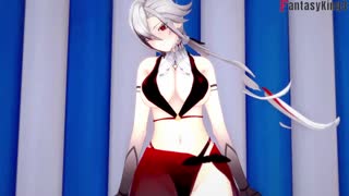 arlecchino's steamy blowjob and bikini beach sex in genshin impact 😍 full pov on fantasyking3!