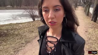 Girl Takes Facial Cumshot Before Public Park Cumwalk Covered in Huge Load Shocking Strangers