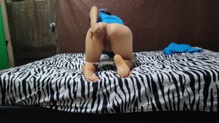 sexy latina milf fingers her perfect pussy hard in bed waiting for nurse shift homemade amateur clip