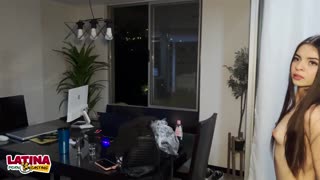 Skinny 19-Year-Old Latina Newbie's Tiny Pussy Stretched Wide by Massive BWC in Casting Blowjob