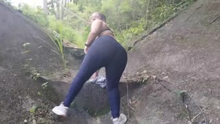 big boob latina flashes monster tits n fat ass shakin outdoors for voyeurs