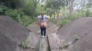 big boob latina flashes monster tits n fat ass shakin outdoors for voyeurs