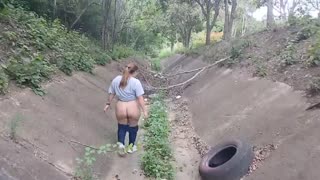 big boob latina flashes monster tits n fat ass shakin outdoors for voyeurs