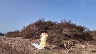 A stranger sneaks up and fingers my hairy pussy right on the beach