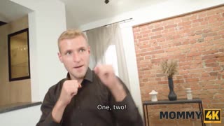 MOMMY4K. Slamming the Blonde Milf's Shaved Pussy