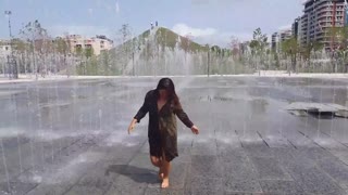 I’m stunned watching this curvy brunette flash her huge tits publicly in the city