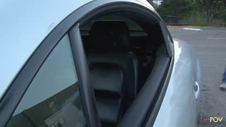 blonde lesbian fingers and licks shaved pussy of horny stunner in parking lot