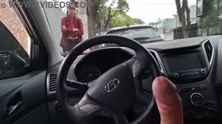 Risky Handjob Thrills Student on Public Street!