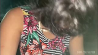 Curvy uber girl pays with a pov blowjob on monster cock after party