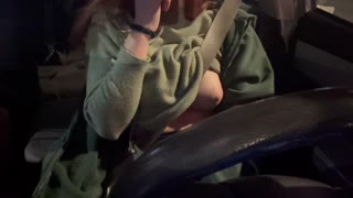 Italian Big Tits Woman Artemisia Love Solo Car Drive Flashing Breasts and Nipples