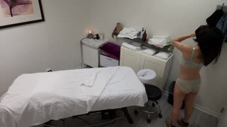 Oh man, this gorgeous Japanese waitress said no no no boyfriend but smiled big after pussy fuck massage