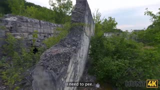 HUNT4K. Russian Brunette Cheats with Stranger for Public Anal Thrill