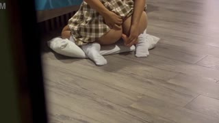 pervert ambushes big ass in uniform for rough anal fuck and massive cum on floor