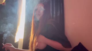 Italian Big Tits Long Hair Artemisia Love Cigarette Smoking Fetish Solo Session Tits Out