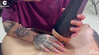 Whoa check out this curvy goth latina sucking a toy cock like a pro