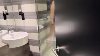 Coworker spots my morning wood sharing hotel bed sparking surprise fuck