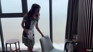 maid stops time in hotel for rough doggystyle then takes huge creampie load deep inside