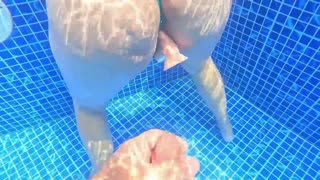 Sex in the Water with a Big Butter Caught Masturbating in the Pool