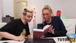 TUTOR4K. Furious MILF Tutor in Stockings Takes Two Cocks to Calm Her Rage