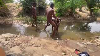 Curvy Brown-Skinned Ebony Exposed at Stream for Devouring