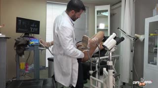 Gynecologist rams giant cock into Latina sluts gaping ass with squirting anal creampie