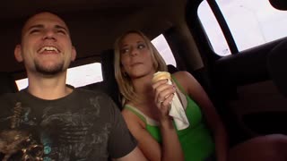 First-time newbie teases with car blowjob for J Mac