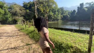 Ebony Goddess Gives Pussy In Public At Waterfall
