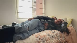 Leather Jacket Friends Lick Pussy, Scissor and Fist in Homemade Lesbian Play