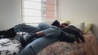 Leather Jacket Friends Lick Pussy, Scissor and Fist in Homemade Lesbian Play