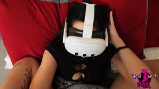 step sis slips onto cock during VR session and rides hard with emojis 😈💦
