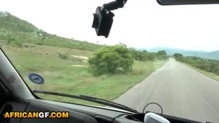 Pretty African girlfriend takes risky outdoor deepthroat from BWC 😈