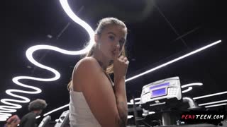 she sneaks a quick gym hookup but her boyfriend catches the cheating 18+ babe in action