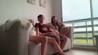 My Best Friend And Her Buddy Invite Me Over For Movie Night! They Crave Sharing Big Cocks!