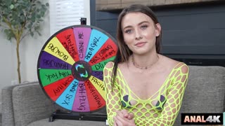 anal slut spins wheel of anal to stretch tight butthole with glass butt plug