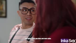 curvy milf and her busty friend pound shy guy's cock hard