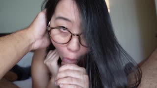 shy nerdy asian tofu is secretly obsessed with big black cock riding and doggystyle pounding 😍🍆💦