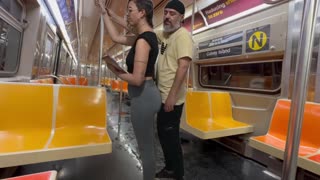 cum blasts student girl on new york subway train!
