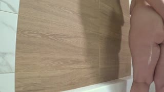 bathroom camera watches mature wife showering her plump figure