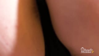 Green eyes and hairy pussy she sucks and masturbates