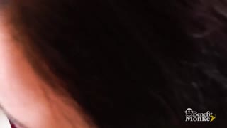 Green eyes and hairy pussy she sucks and masturbates