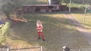 Outdoors naked/outdoors in lingerie with female silicone skin