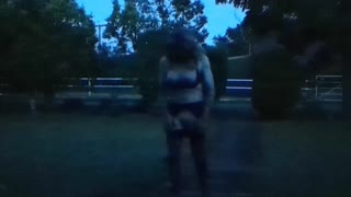 Outdoors naked/outdoors in lingerie with female silicone skin