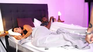 Mature woman gets help from muscular roommate in bedroom