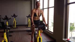 after that sweaty workout she whispers gimme your cock and cum now!