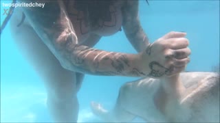 holiday threesome in the pool