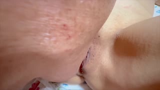 amateur shaved pink pussy closeup after 265 days of fucking