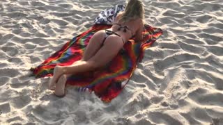 a beach picnic turns into homemade anal creampie pov