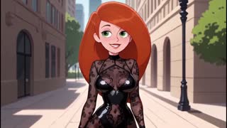 丰满红发3D动漫巨乳妹穿可爱黑内衣试穿秀AI