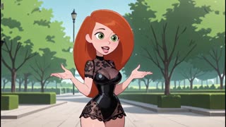 هاول لباس زیر مشکی دختر هنتای 3D قرمزرنگ چاق سینه‌دار کیوت AI