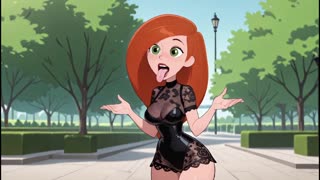 Sočna crvenokosa 3D hentai cura sa sisama u slatkoj crnoj rublji AI haul